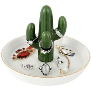 New NEX 6" Cactus Ceramic Jewelry Holder Ring Dish